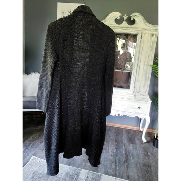 VINTAGE ROMEO & JULIET COUTURE BLACK SILVER LONG CARDIGAN - SMALL - Picture 7 of 7